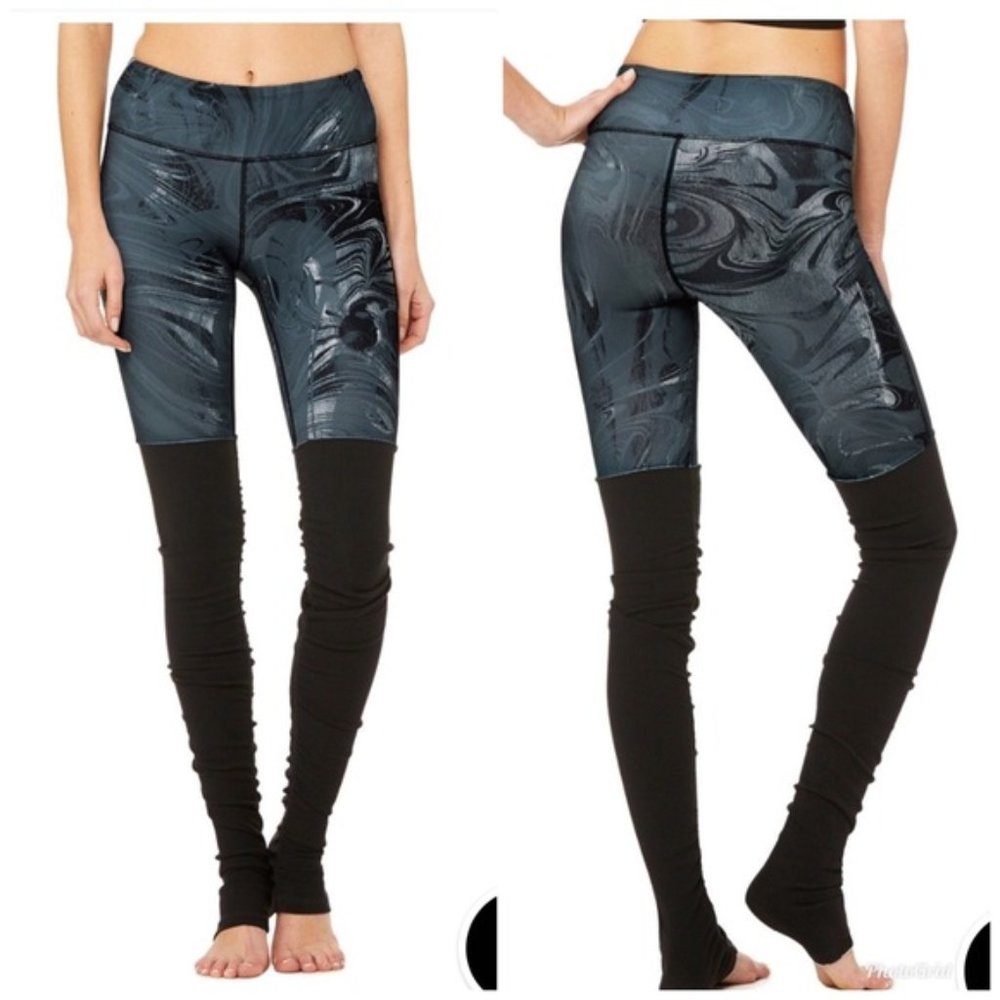 Alo Yoga Black Gray Marble Goddess Leggings XS
